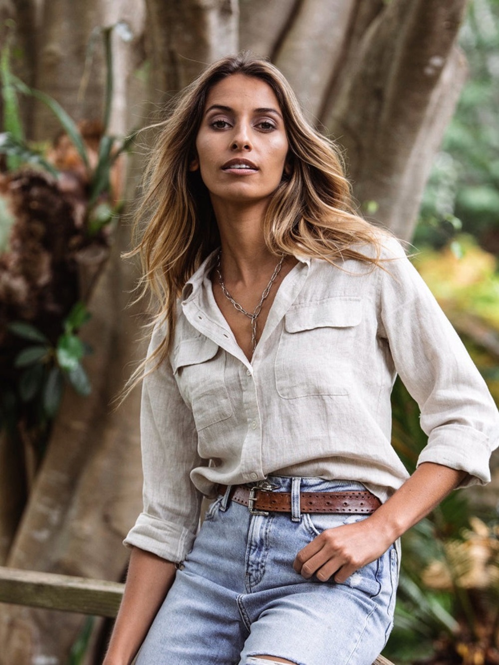 Camixa Lete-Linen Natural Classic Linen Shirt With Pockets